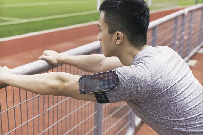 【Bone】 Run Tie Running Armband Phone Holder, Cell Phone Arm Band for iPhone 14 13 12 11 Pro Max Mini XS XR X 8 7 6 Plus Samsung Galaxy S10 S9 Smartphone (Combo Set/Black/ 6.3-7.5"+ 7.9-9.8"+ 9.8-14")-StrideForce Fitness