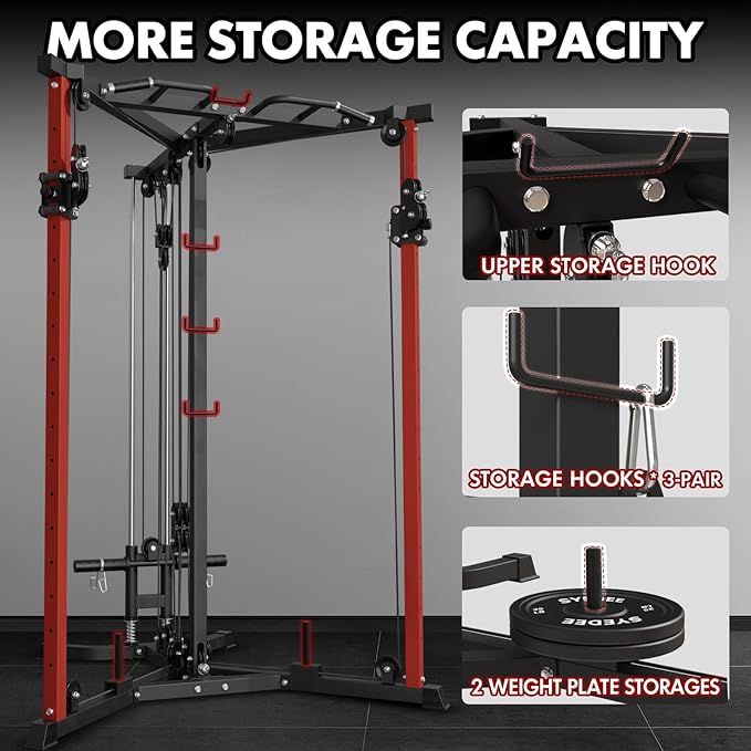 Mikolo Cable Crossover Machine, Functional Trainer with 17 Adjustable Positions, Home Gym Equipment with High and Low Pulley System for LAT Pulldowns and Seated Cable Row, Cable Fly Machine-StrideForce Fitness