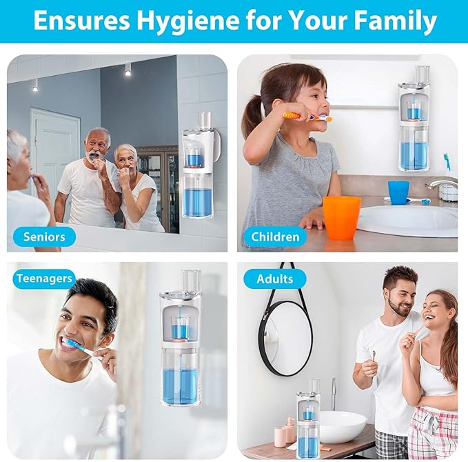 Automatic Mouthwash Dispenser for Bathroom, 2000mAh Electric Touchless Mouthwash Dispenser with Magnetic Cups, 20 Oz Wall Mounted/Countertop Mouthwashs Dispensers for Kids & Adults(White)