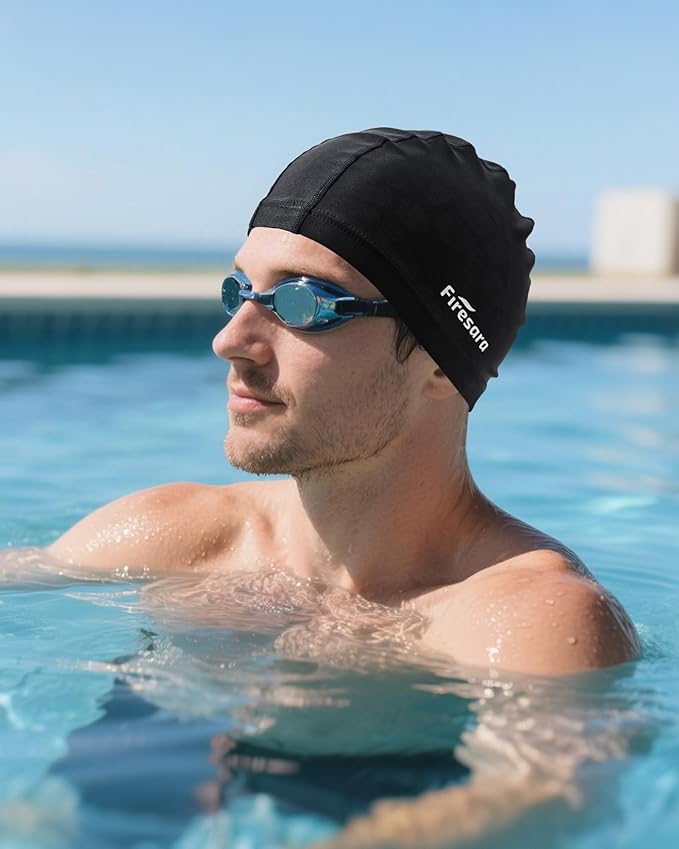 Firesara Fabric Swim Cap, High Elasticity Swimming Cap Keeps Hair Clean Breathable Fit Both Long Hair Short Hair, Swim Caps Woman Girls Men Kids One Size Hat-StrideForce Fitness
