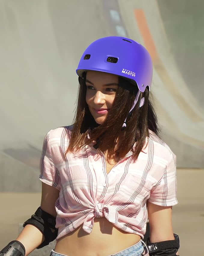 OutdoorMaster Skateboard Cycling Helmet - Two Removable Liners Ventilation Multi-Sport Scooter Roller Skate Inline Skating Rollerblading for Kids, Youth & Adults-StrideForce Fitness