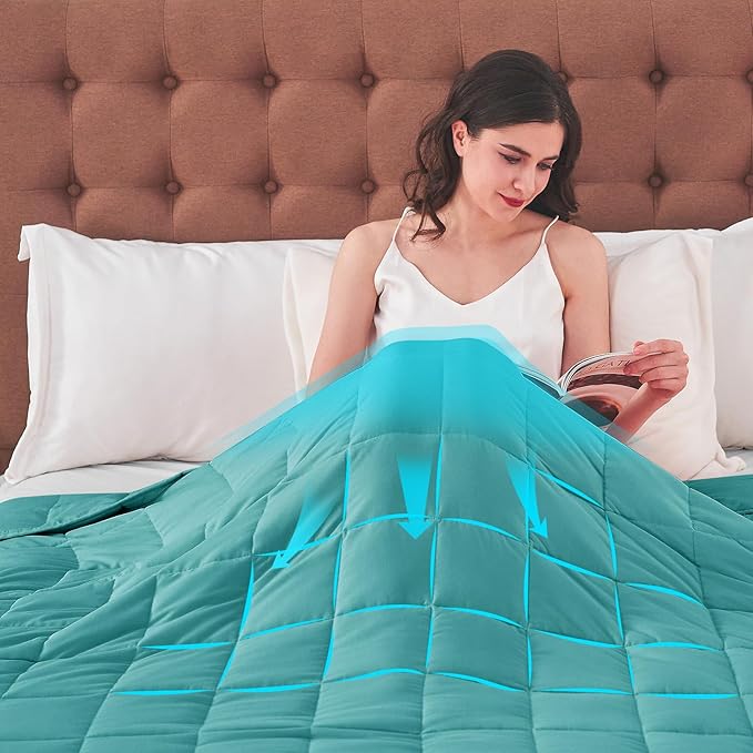 yescool King Size Weighted Blanket for Adults (30 lbs, 80” x 87”, Teal) Cooling Heavy Blanket for Sleeping Perfect for 290-310 lbs, Breathable Blanket for Adults & Couple All Season, Machine Washable-StrideForce Fitness