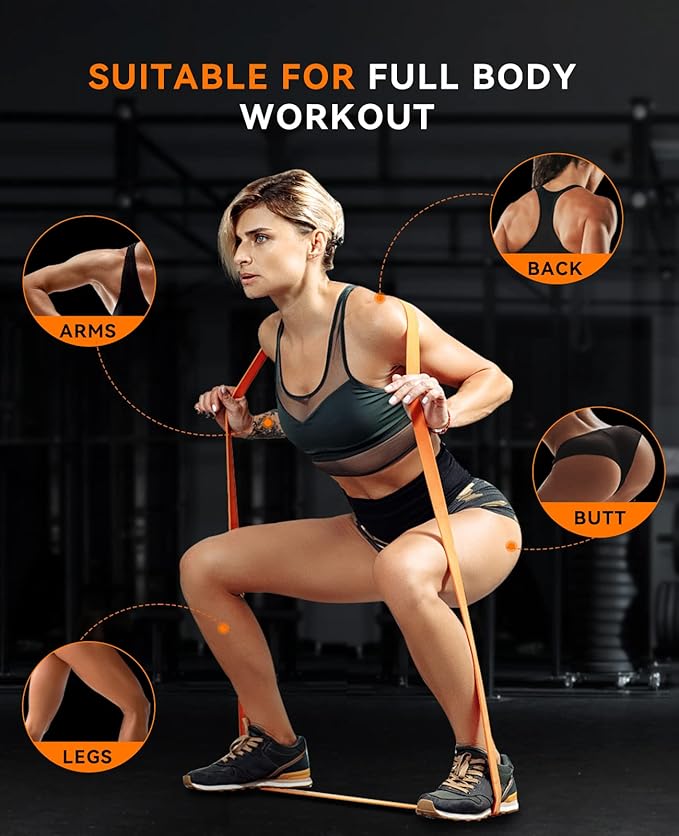 SUNPOW Pull Up Assistance Bands - Set of 5 Resistance Heavy Duty Workout Exercise Stretch Fitness Bands Assist Set for Body, Instruction Guide and Carry Bag Included-StrideForce Fitness