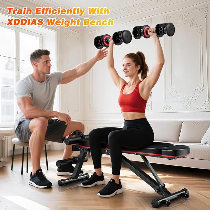 XDDIAS Adjustable Dumbbell Set of 2, 25/55/80LB Dumbbell Set-1Sec Adjustable Weights-5/10 in 1 Free Weights Dumbbells Set with Effortless Tray/No-Slip Handle-Compact Size for Women/Men at Home Gym-StrideForce Fitness