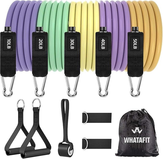 WHATAFIT Resistance Bands, Exercise Bands,Resistance Bands for Working Out, Work Out Bands with Handles for Men and Women Fitness, Strength Training Home Gym Equipment-StrideForce Fitness