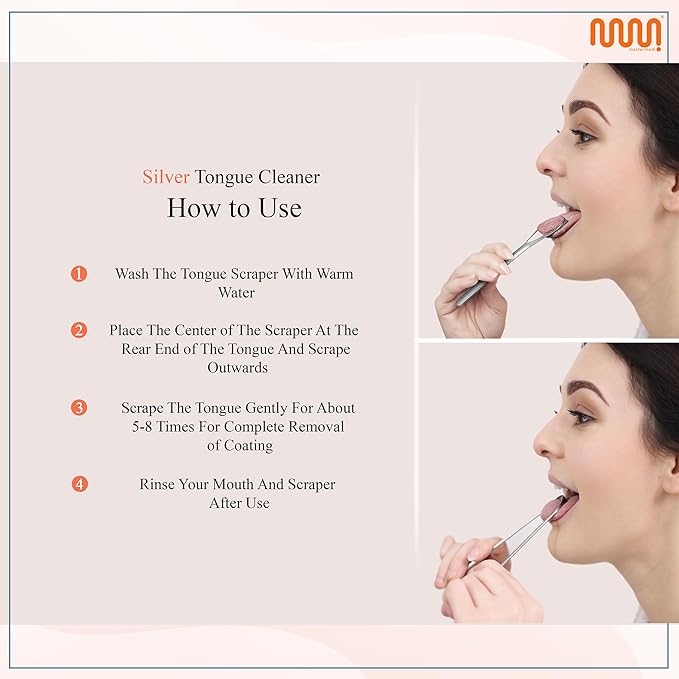 MasterMedi Tongue Scraper with Multicolor Cases (2 Pack), 100% Stainless Steel, Reduce Bad Breath, Easy to Use Tongue Scraper for Adults, Tongue Cleaner for Oral Care & Hygiene