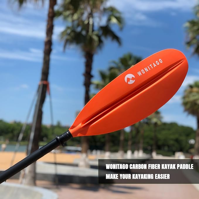 Kayak Paddle Premium Carbon Fiber Paddle with Reinforced PP + Fiberglass Blade, Floating Adjustable Kayaking Oars, 3 Piece, 220-240 cm/86-94 Inches, 240-260 cm/94-102 Inches-StrideForce Fitness