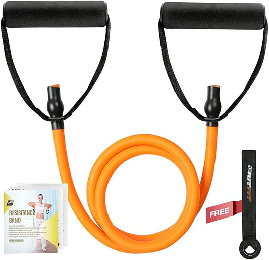 RitFit Single Resistance Exercise Band with Comfortable Handles - Ideal for Physical Therapy, Strength Training, Muscle Toning - Door Anchor and Starter Guide Included-StrideForce Fitness