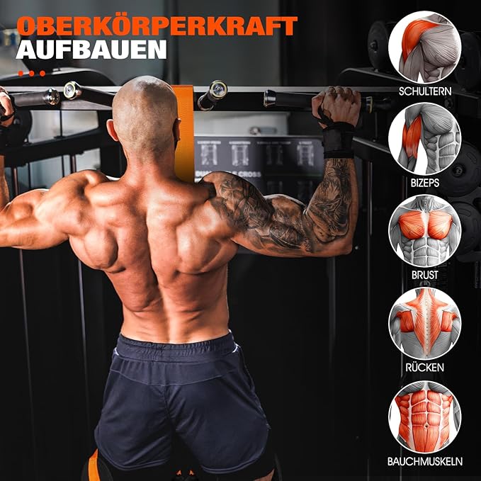 HPYGN Pull Up Assistance Bands, Heavy Duty Resistance Band for Pull Up Bar, Adjustable Weight/Size with Fabric Feet/Knee Rest, Bands for Pull Up Assist for Strength Training, Pull Up Assist Band-StrideForce Fitness