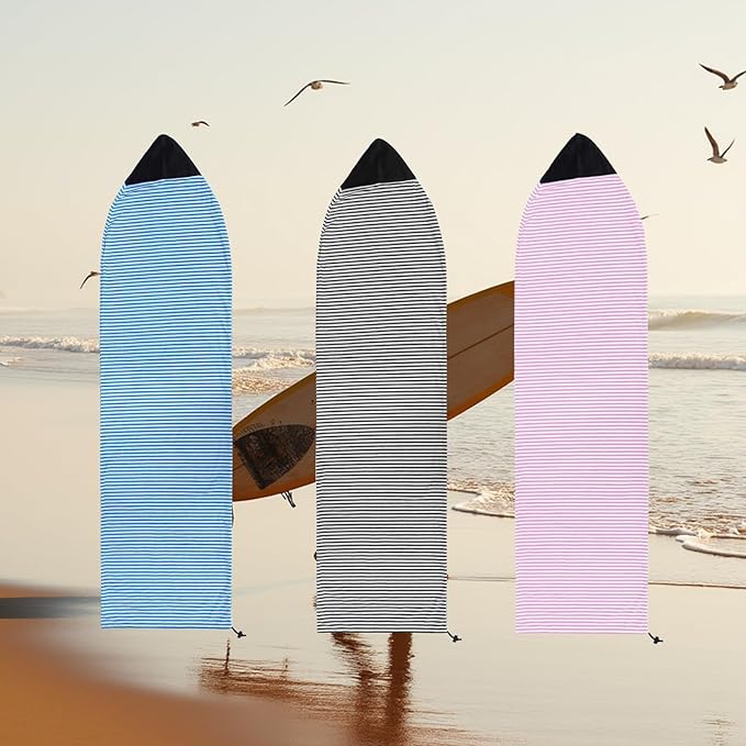 Surf Sock, Surfboard Sock Cover for Longboard Paddleboard Surf Board Sup Paddle Board, 6-8 FT Foot Quick Dry Stretch Surfboard Bag Sleeve with Drawstring Closure-StrideForce Fitness