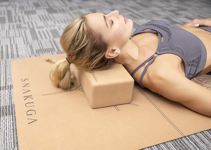 SNAKUGA Cork Yoga Block 2 Pack for Pilates, 4'' or 3'' Non-Slip & High Density Blocks for Meditation, Fitness and Stretching, Supportive and Flexibility Brick for Improve Poses Balance-StrideForce Fitness