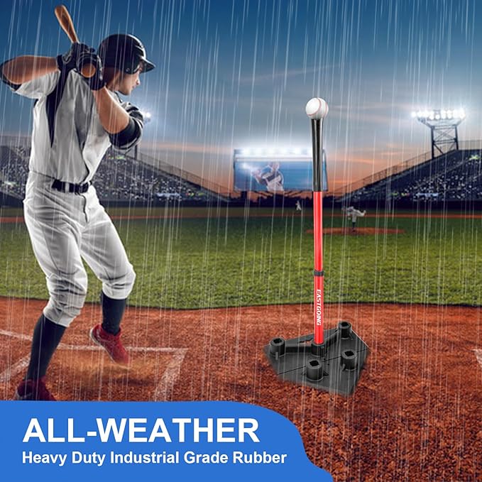 Eastgoing Heavy Duty Baseball and Softball Portable Travel Batting Tee.Adjustable 5-Position Baseball and Softball Batting Tee.Hitting Tee for Any Age Player Baseball-StrideForce Fitness