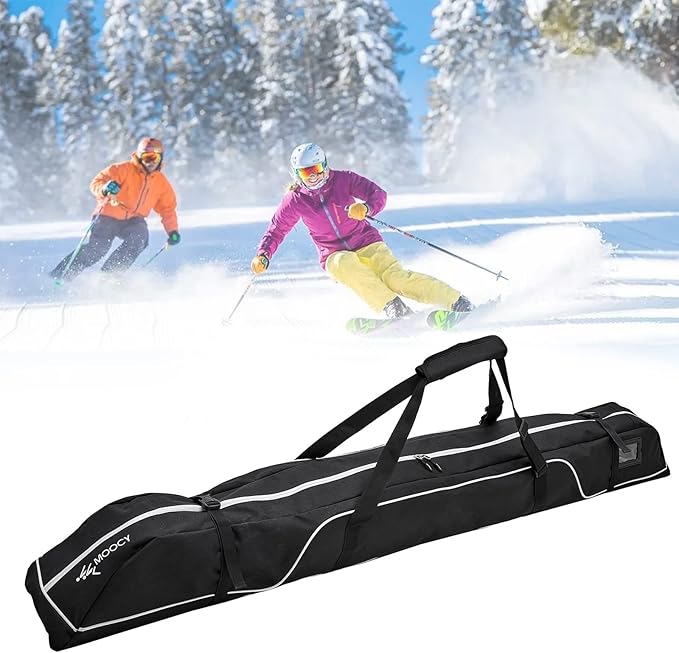 Ski Bag,Single Ski Bags for Air Travel,Ski Bag with Separate Pole Slot,Ski Travel Bag for Snow Gear, Poles and Accessories-StrideForce Fitness