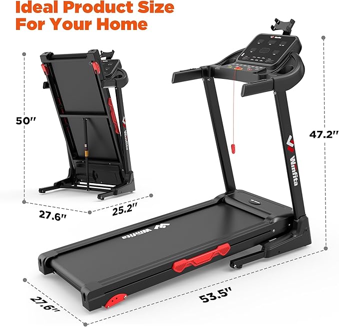 3.5HP Folding Treadmills for Home with Incline Optional, 300 lbs Capacity, 8.0MPH Speed, 17'' Wide Belt, App, Bluetooth Connection, 64 Programs, USB Charging Port, BMI Detector for Home Use-StrideForce Fitness