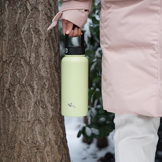 32 oz Insulated Water Bottle Stainless Steel Sport Bottles with 3 Lids,Mint-StrideForce Fitness