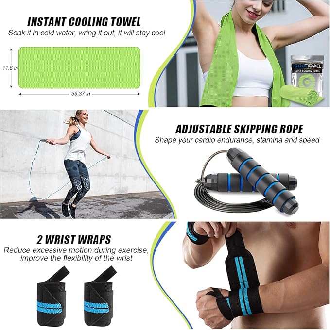 23 Pack Resistance Bands Set Workout Bands, 5 Stackable Exercise Bands 5 Loop Resistance Bands 2 Core Sliders, Door Anchor Handles Ankle Straps Carry Bag Instant Cooling Towel Wrist Wraps-StrideForce Fitness