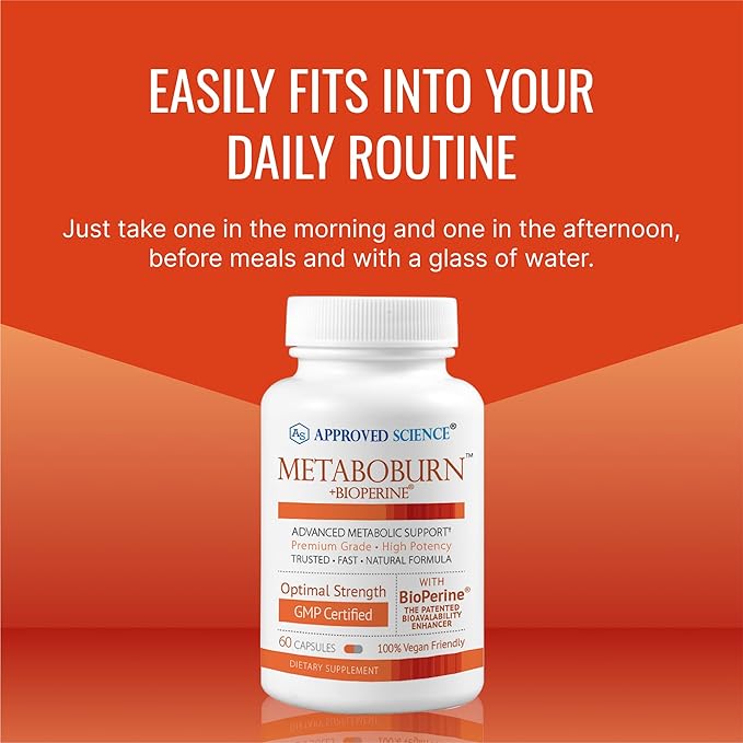 Approved Science Metaboburn - Metabolic Support - Green Tea and BioPerine - High-Potency Extract - 50% EGCG - Non-GMO, Allergen-Free, Vegan - 60 Capsules - Pack of 6 - Made in The USA-StrideForce Fitness
