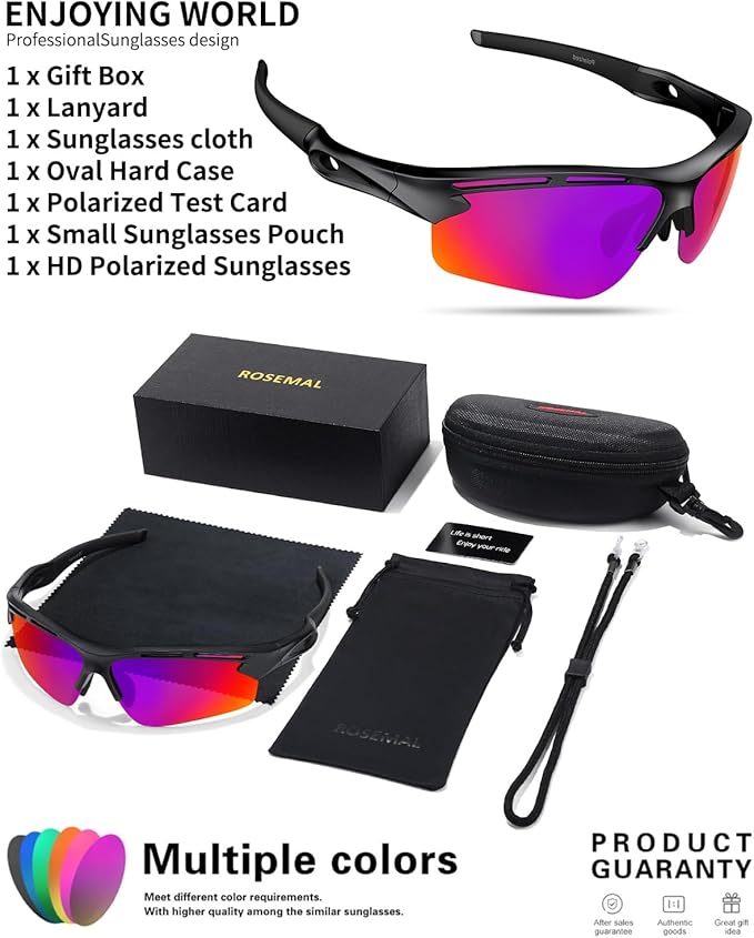 Polarized Sports Sunglasses for Men Women,UV400 Protection Sunglass for Running Cycling Fishing Hiking TR90-StrideForce Fitness