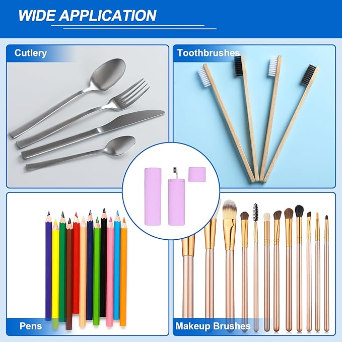 uxcell 2Pcs Travel Toothbrush Case, 7.9x2.4x2.4 Portable Travel Toothbrush Holder with Stripe, Plastic Toothpaste Container for Bathroom, Gym, Business Trip, Camping, Purple