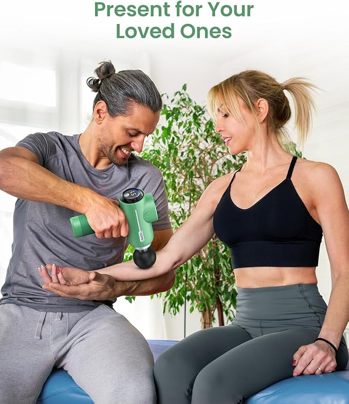 RENPHO Massage Gun Deep Tissue, Portable Percussion Massager for Back and Neck, Gifts for Men and Women, Handheld Device with Carry Case, Active Green-StrideForce Fitness