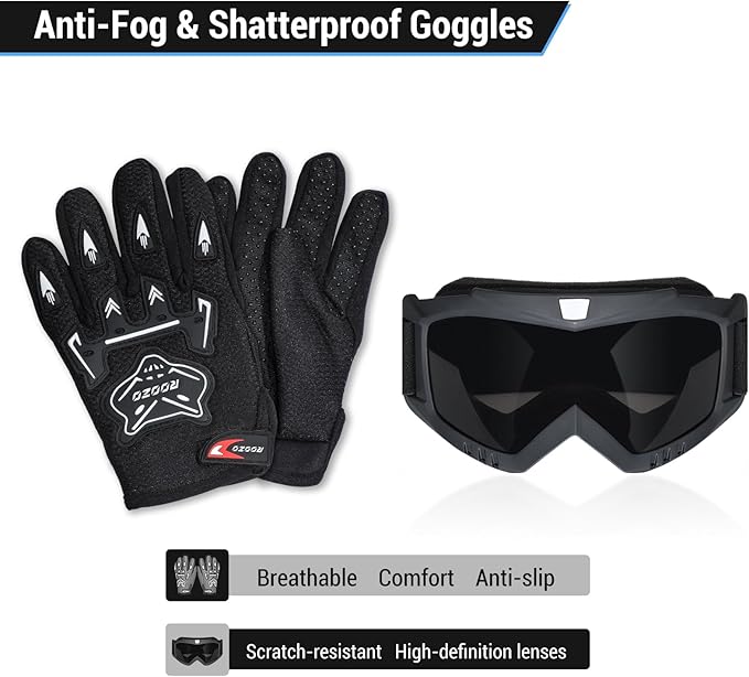 Youth Dirt Bike Helmet DOT Certified - Full Face Motorcycle Helmet for Off-Road, ATV, Street Riding, Includes Adjustable Goggles & Protective Gloves-StrideForce Fitness