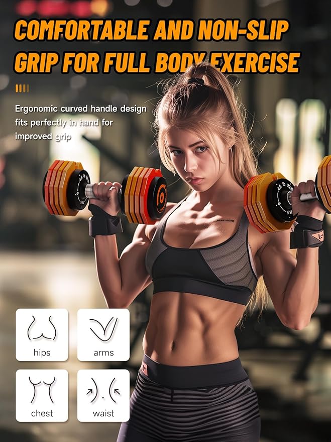 Adjustable Dumbbells Set 12.5LB/22.5LB Pair, 1-Sec Fast Adjustable 5 Weights by Turning Handle, Premium Comfort Non-slip Metal Dumbbells with Tray, Compact Size for Full Body Home Workout-StrideForce Fitness