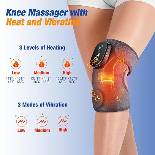 Northern Brothers Knee Massager for Pain Relief, Knee Pain Relief for Arthritis & Muscle Relaxation, Heating Pad for Knees Shoulder Elbow, Wireless Portable, Gifts for Men Women(1Pack)