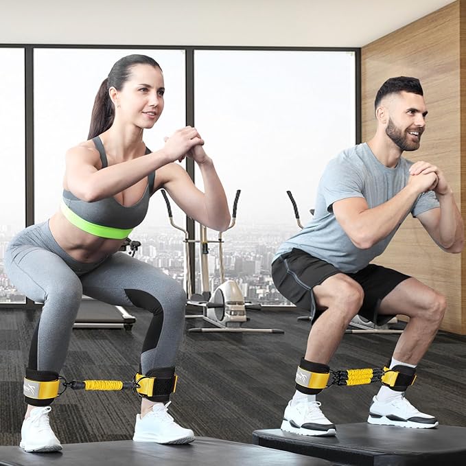 Ankle Resistance Bands with Cuffs, Ankle Bands for Working Out, Glutes Workout Equipment, Butt Exercise Equipment for Kickbacks Hip Fitness Training, Legs Resistance Bands for Women & Men
