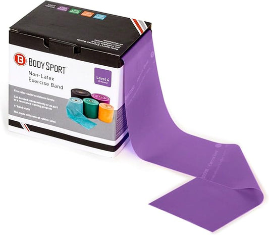 Body Sport Exercise Band, 50 yd. x 4 in. Roll, Extra Heavy Resistance - Home & Gym Fitness Equipment for Stretching, Strength Training & Physical Therapy (Purple)-StrideForce Fitness