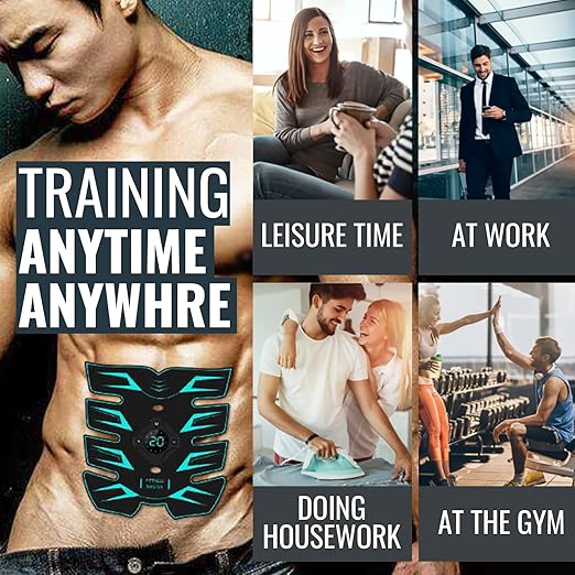 Abs Stimulator, EMS Muscle Stimulator Fitness Equipment for Abdomen Arms Shoulder Back Leg Hip, Ab Stimulator for Women & Men-StrideForce Fitness
