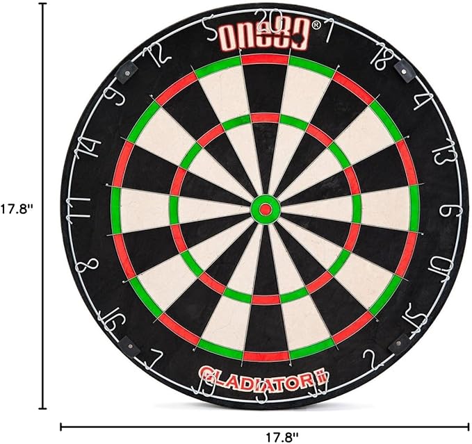 Gladiator Dartboard with Top-Grade African Sisal and Sword Edge Staple Free Wire Spider for Maximum Scoring Potential and Less Bounce Outs-StrideForce Fitness