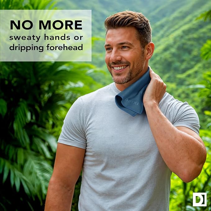 Pocket-Sized Sweat Towels - The Original Sweat Absorbing Handkerchiefs - Quick-Dry Microfiber Sweat Rags for Face, Hands, & Body - Men & Women - Gym, Sports, and Work (Blue: 5 Pack)-StrideForce Fitness
