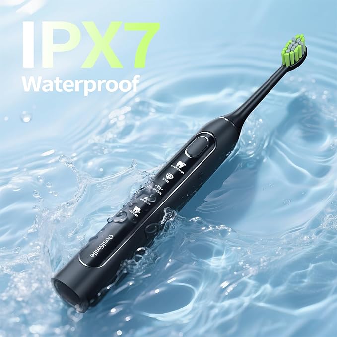 Sonic Electric Toothbrush for Adults: 42000 VPM Deep Cleaning for Travel & Sensitive Teeth – Rechargeable Toothbrush with 6 Brush Heads, 5 Modes & 100 Days Battery, IPX7 Waterproof for Home Family