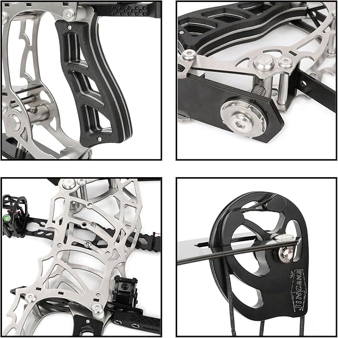 Short Axle Compound Bow Hunting Package Adjustable Draw Weight 15-32 Lbs No Bow Press Needed Includes 8 Carbon Arrows, Wrist Release & Sight Left/Right Hand (Short Shaft Type 1)-StrideForce Fitness
