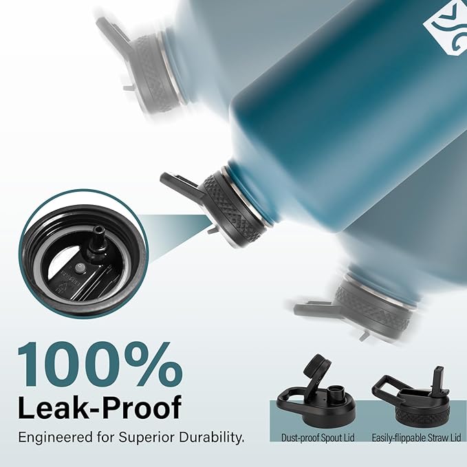 1 Gallon Water Bottle Insulated | Thickened Stainless Steel Vacuum Metal Water Jug | Portable Sports Large for Gym and Hiking with Straw, Carrier Bag, Handle Strap | BPA-Free 128 oz-StrideForce Fitness