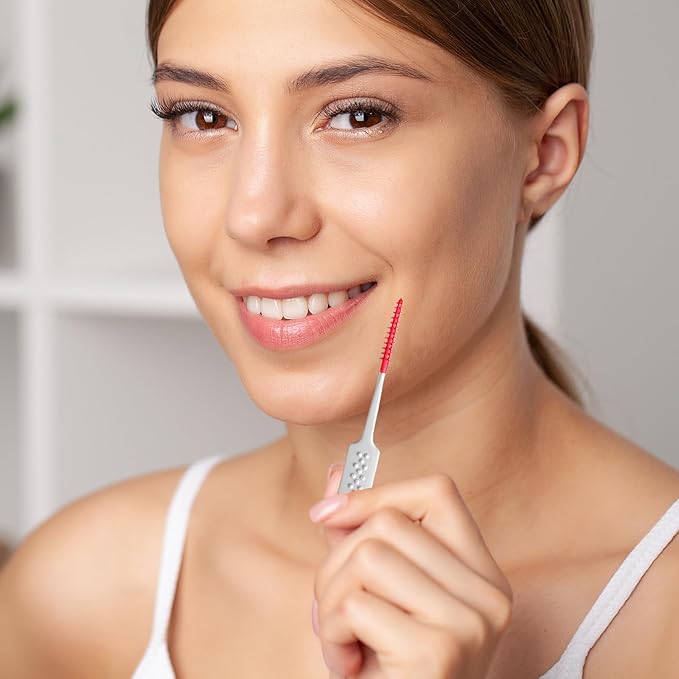 Dental Floss Picks Soft Silicone interdental Brush, Braces Brush, Floss Picks for Teeth, Disposable interdental Brush, Suitable for Cleaning Teeth Health(Red, 160pcs)