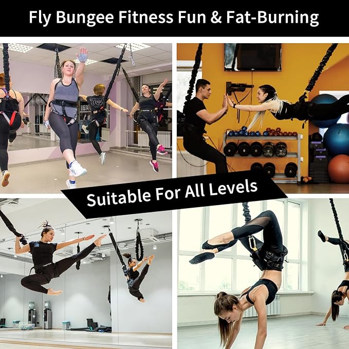 PRIOR FITNESS Bungee Fitness Set Yoga Bungee Cord Rope Resistance Air Dance Rope Exercise Fitness Home Gym Professional Training Equipment-StrideForce Fitness