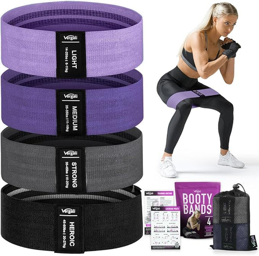 Resistance Bands for Working Out with Workout Bands Guide. 4 Booty Bands for Women Men Fabric Elastic Bands for Exercise Bands Resistance Bands for Legs Bands for Working Out Hip Thigh Glute Bands Set-StrideForce Fitness