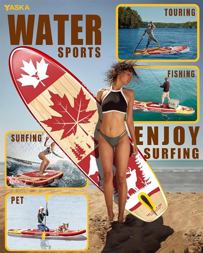 YASKA Inflatable Stand Up Paddle Board - 11ft Extra Wide Paddleboard with Premium SUP Board Accessories,Camera Mount,Non-Slip EVA Deck,5 Handles,Youth/Adult-StrideForce Fitness