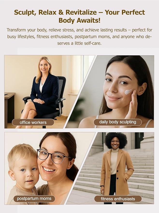 Lymphatic Drainage Massager & Anti Cellulite Massage Tool, Helps Reduce Stretch Marks & Cellulite, for Legs, Arms & Belly, Body Sculpting Machine with Microcurrent, Light, Heat & Vibration-StrideForce Fitness