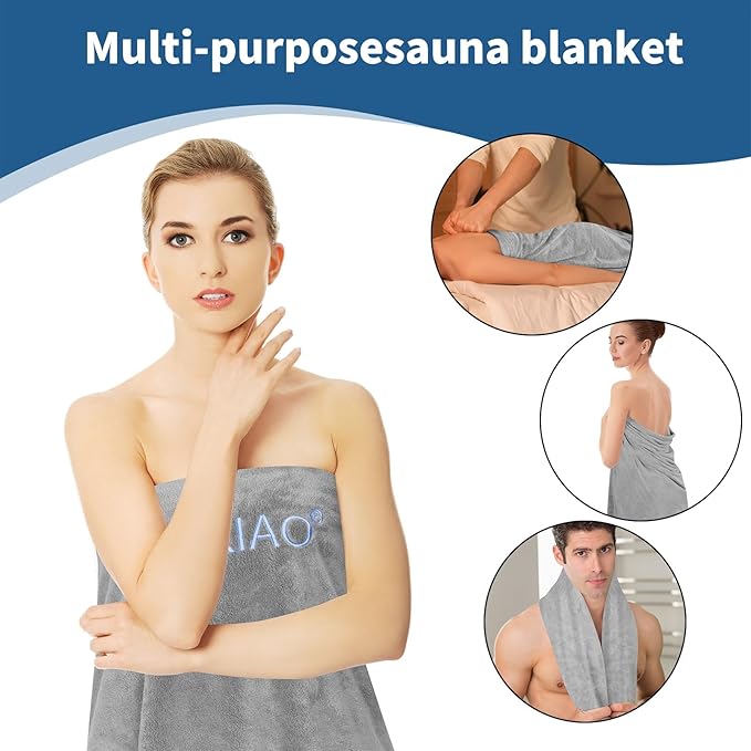 Infrared Sauna Blanket Towel Inserted 30" x 70" Reusable Machine Washable Insert Towel Easy Detoxification Simplifies Clean-Up Super Absorbent Perfect Companion for Infrared Sauna Blanket (Gray)-StrideForce Fitness