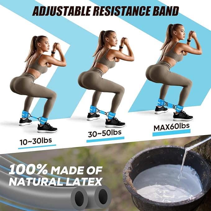 Ankle Resistance Bands with Cuffs for Working Out, Resistance Bands for Women, Exercise Bands for Leg and Glute, Booty Workout Equipment for Kickbacks, Butt and Hip Training, Ankle Weights Bands Set