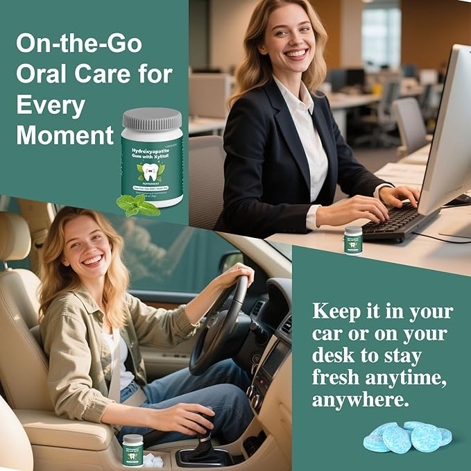 Remineralization Gum with Hydroxyapatite – Sugar-Free Xylitol Chewing Gum for Enamel Strength & Cavity Protection – 2 Pack