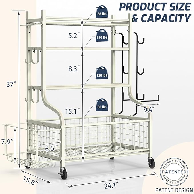 PLKOW Dumbbell Rack, Weight Rack for Dumbbells, Home Gym Storage for Dumbbells Kettlebells Yoga Mat and Balls, All in One Workout Storage with Wheels and Hooks, Powder Coated Finish Steel-StrideForce Fitness