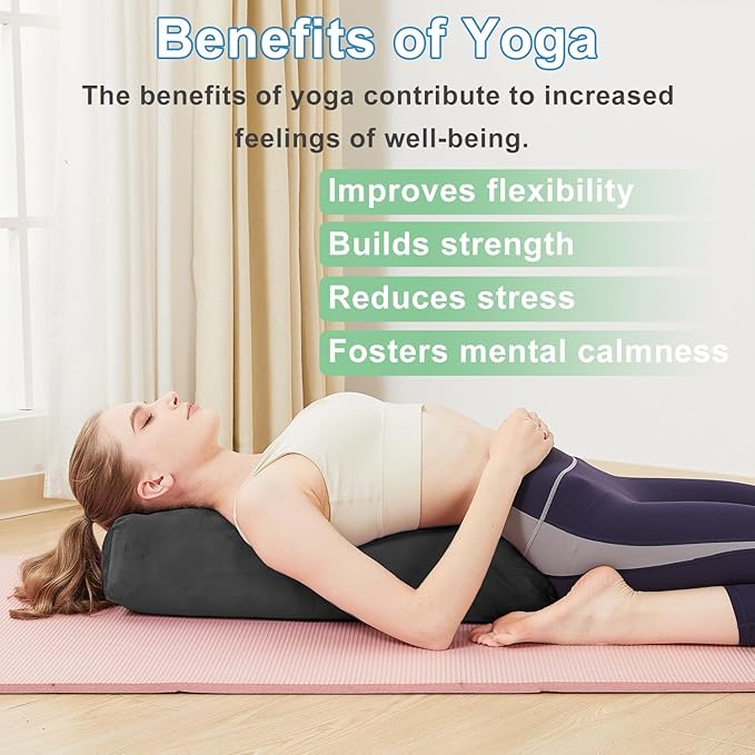 Rectangular Yoga Bolster Pillow, Meditation Pillow for Yin & Restorative Yoga, Filled with Wasted Sponge-StrideForce Fitness