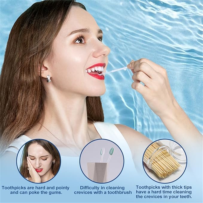 Super Deer 300Count Brushpicks Interdental Toothpicks,Soft Bristle Dental Floss Picks Toothpicks,Helps Removes Plaque and Debris Between Your Teeth (1)