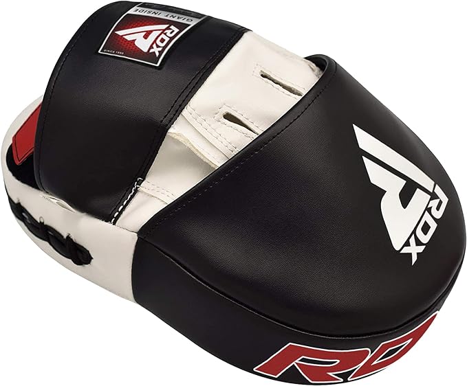 RDX Boxing Pads Focus Mitts, Maya Hide Leather Curved Hook and Jab Target Hand Pads, Great for MMA, Kickboxing, Martial Arts, Muay Thai, Karate Training, Padded Punching, Coaching Strike Shield-StrideForce Fitness