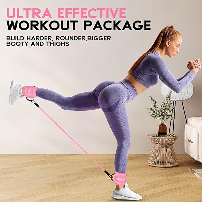 Ankle Resistance Bands, Ankle Bands for Working Out with Cuffs, Resistance Bands for Leg Butt Training Workout Equipment for Kickbacks Hip Gluteus Training Exercises, Ankle Strap with Exercise Bands