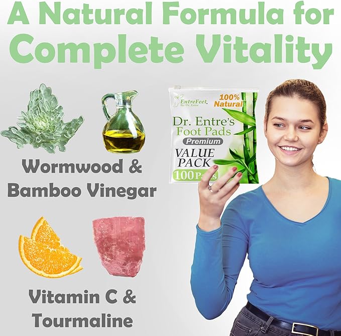 Dr. Entre's Value Pack Foot Pads: Premium Value Pads to Feel Better, Sleep Better & Relieve Stress | 100 Pack of Effective & Natural Foot Patches-StrideForce Fitness