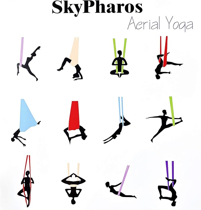 Aerial Silks Yoga Swing Set - 9/11 Yards Aerial Yoga Hammock Kit Anti-Gravity Flying for Fitness, Low/Non Stretch Nylon Tricot Fabric Hardware Included for Dance-StrideForce Fitness